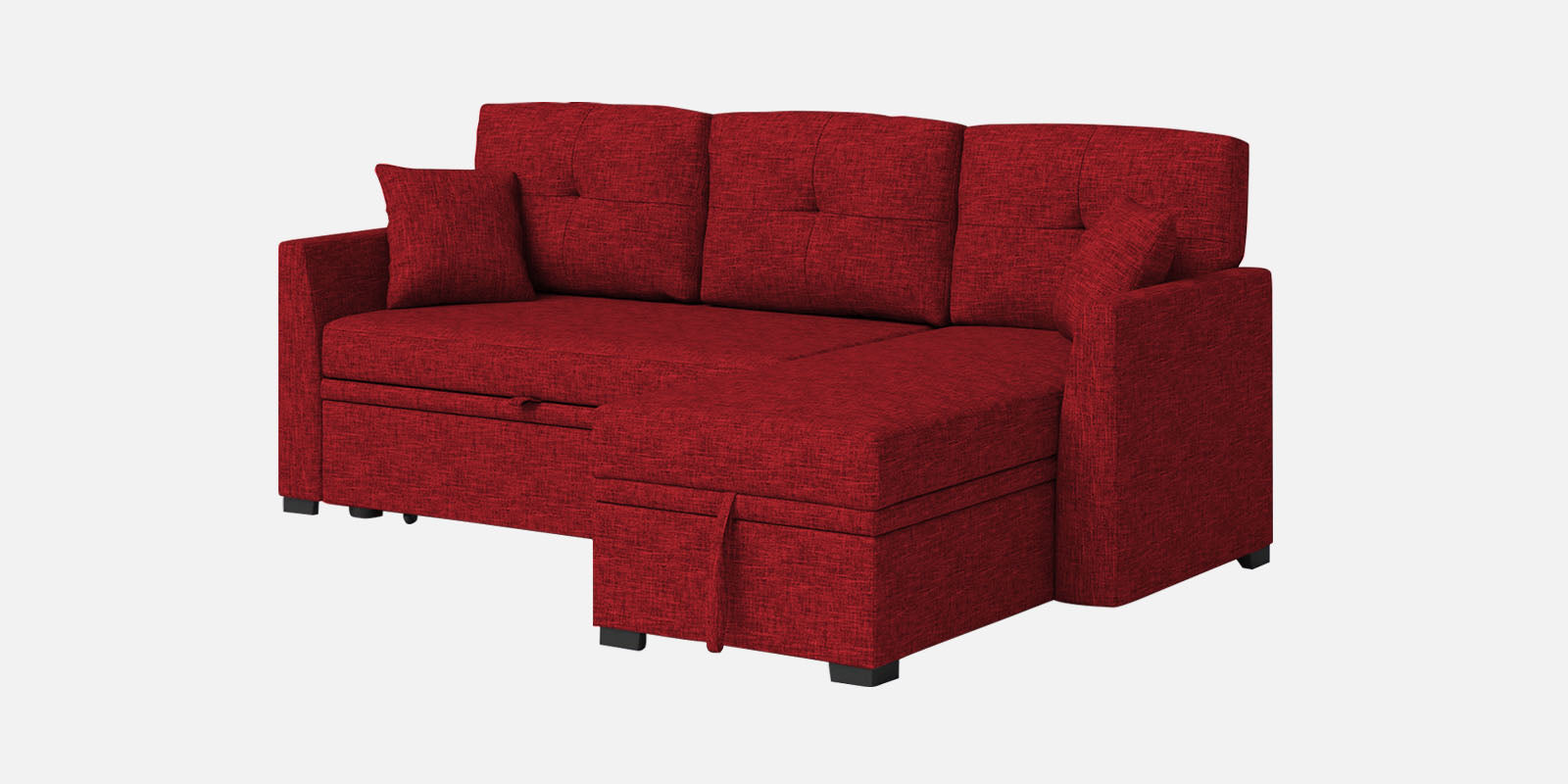 Jody Fabric 3 Seater Pull Out Sofa Cum Bed In Blood Maroon Colour