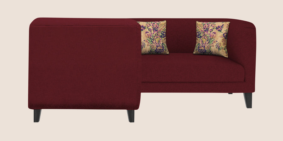 Niki Fabric Corner Sofa In Blood Maroon Colour - Febonic Living