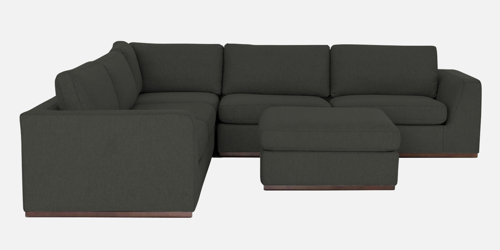 Freedom Velvet 6 Seater LHS Sectional Sofa In Hory Grey Colour With Ottoman