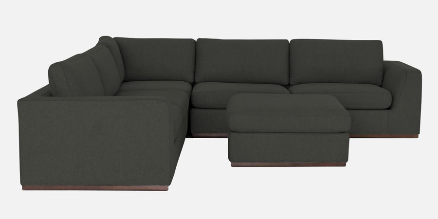 Freedom Velvet 6 Seater Lhs Corner Sofa In Hory Grey Colour With Ottoman - Febonic Living