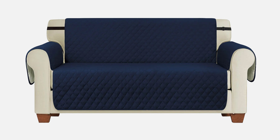 Bunny Velvet 3 Seater Quilted Sofa Cover In Navy Blue Colour - Febonic Living