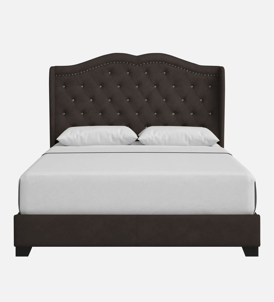 Blake Fabric Upholstered Queen Size Bed In Dark Brown Colour - Febonic Living