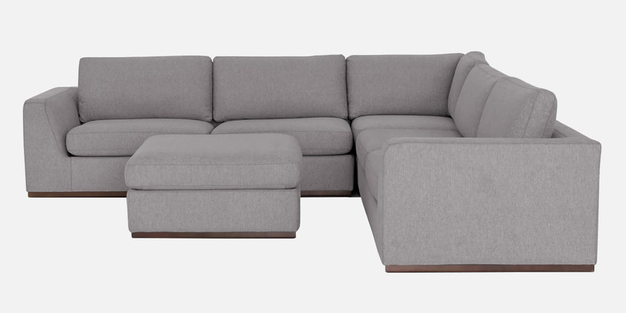 Freedom Velvet 6 Seater Rhs Corner Sofa In Concrete Grey Colour With Ottoman - Febonic Living