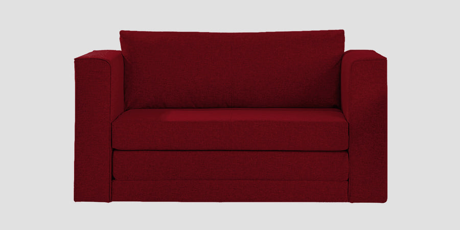 Kenia Fabric 2 Seater Foldable Sofa Cum Bed In Ruby Red Colour - Febonic Living