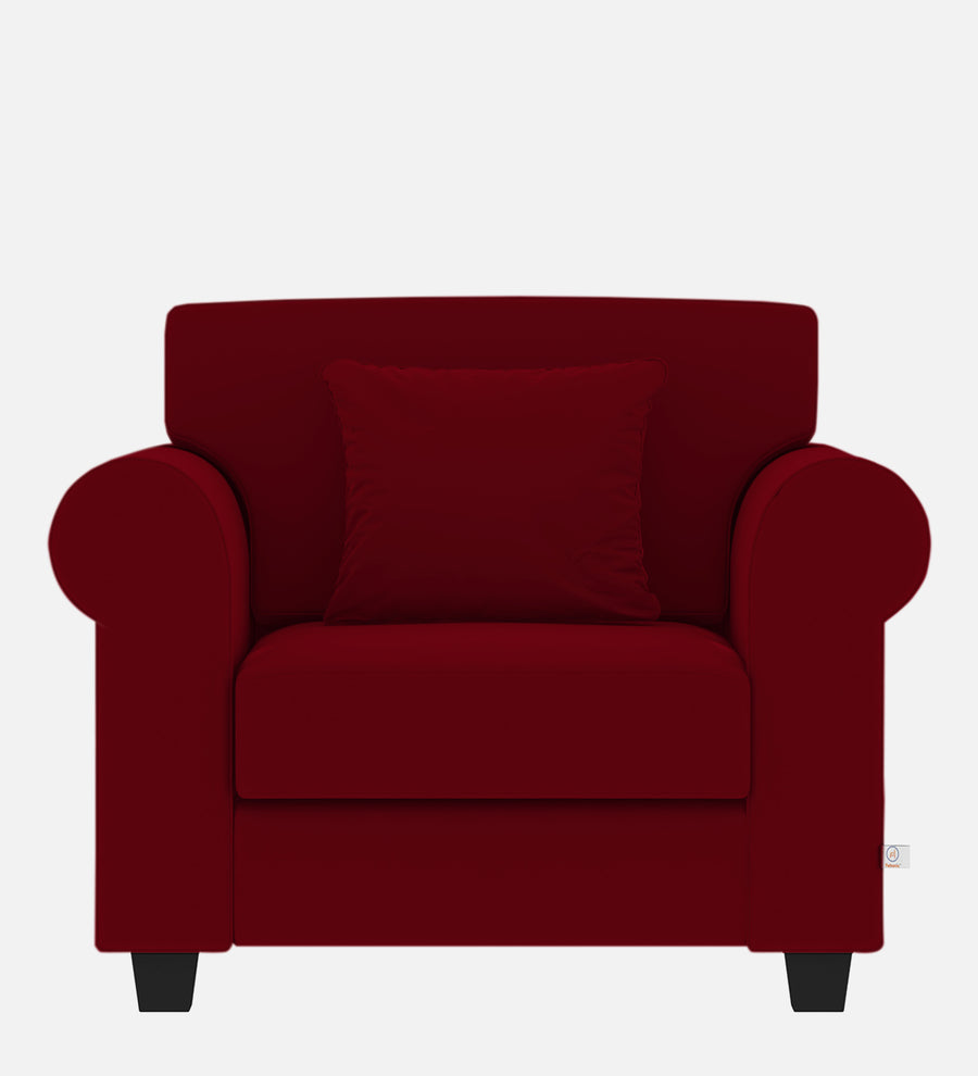 Numonk Velvet 1 Seater Sofa In Cherry Red Colour - Febonic Living