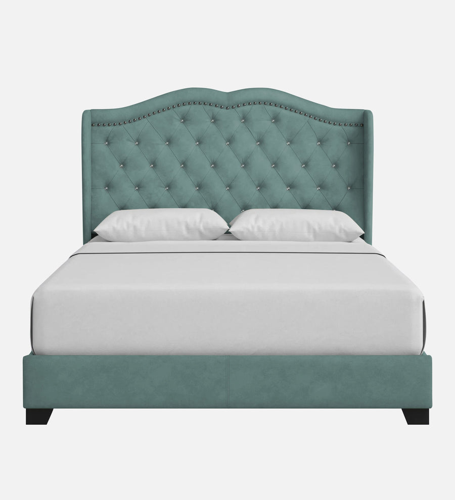 Blake Fabric Upholstered Queen Size Bed In Suka Blue Colour - Febonic Living