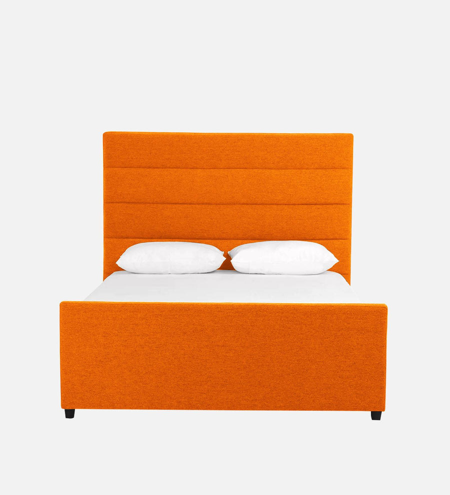 Pollen Fabric Upholstered Queen Size Bed In Vivid Orange Colour - Febonic Living