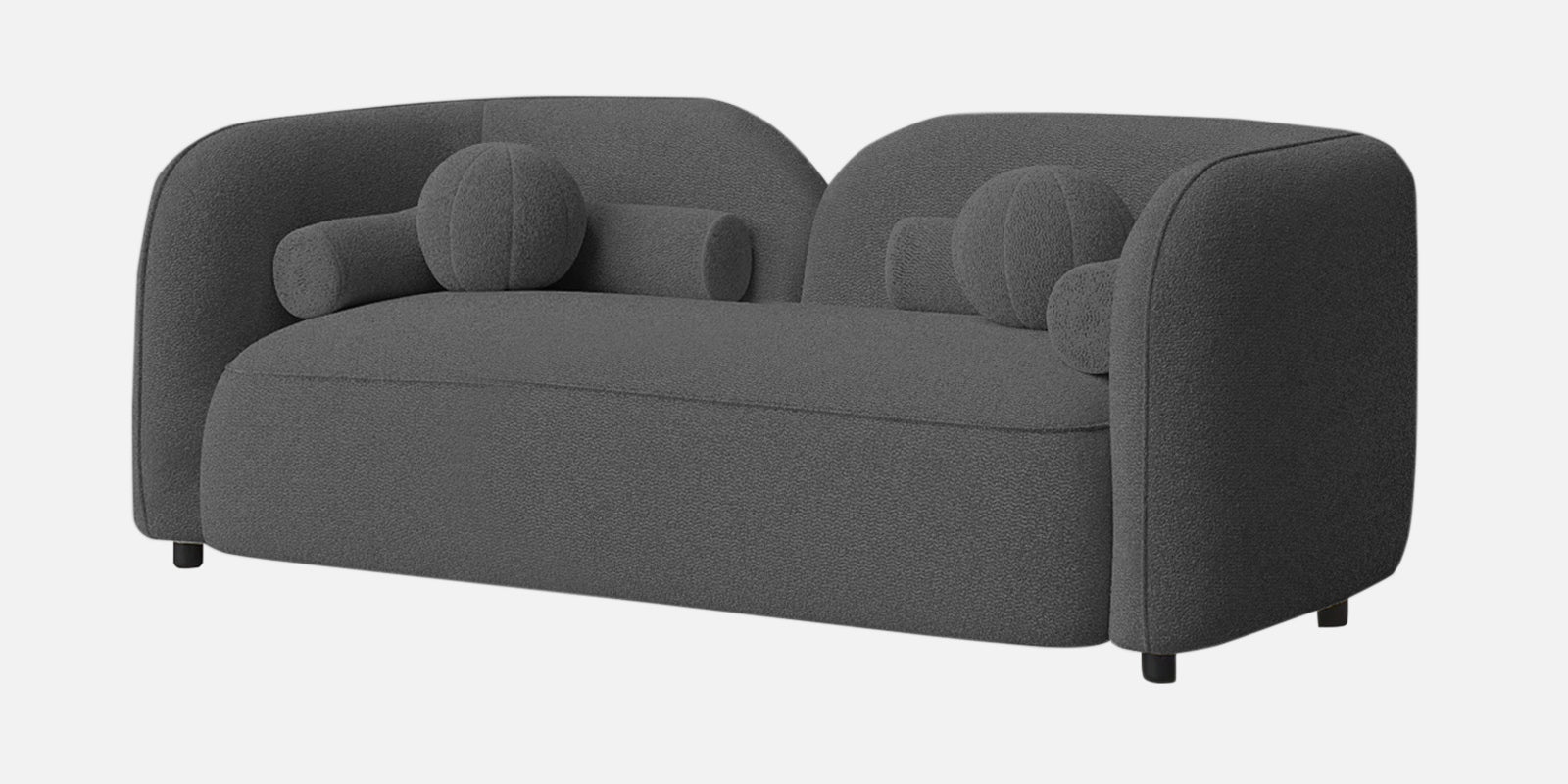 Corny Fur Fabric 2 Seater Sofa in Lava Grey Colour