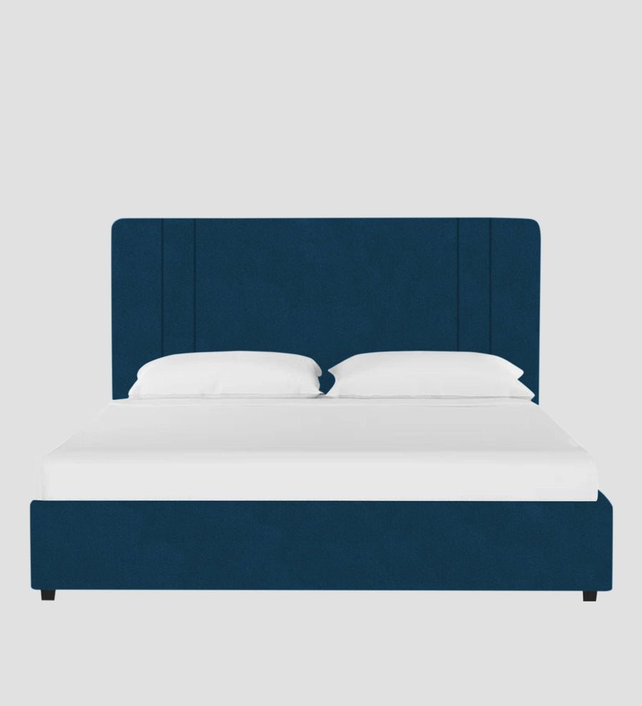 Asyra Velvet Upholstered King Size Bed In Azure Blue Colour With Box Storage - Febonic Living