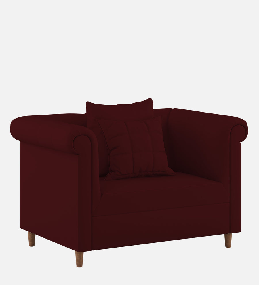 Rubi Velvet 1 Seater Sofa In Blood Maroon Colour - Febonic Living