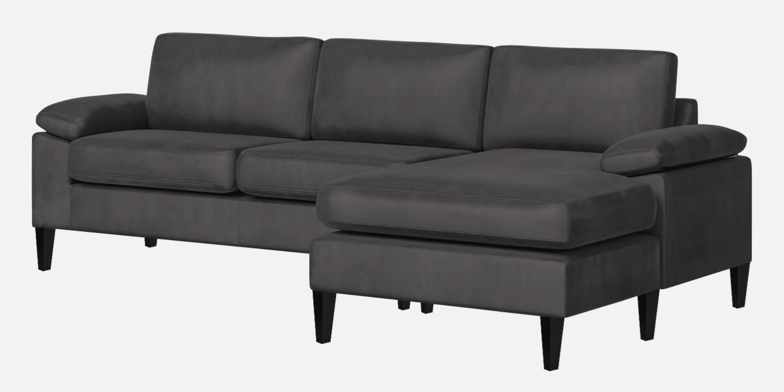 Vegas Velvet LHS Sectional Sofa (3+Lounger) In Davy Grey Colour