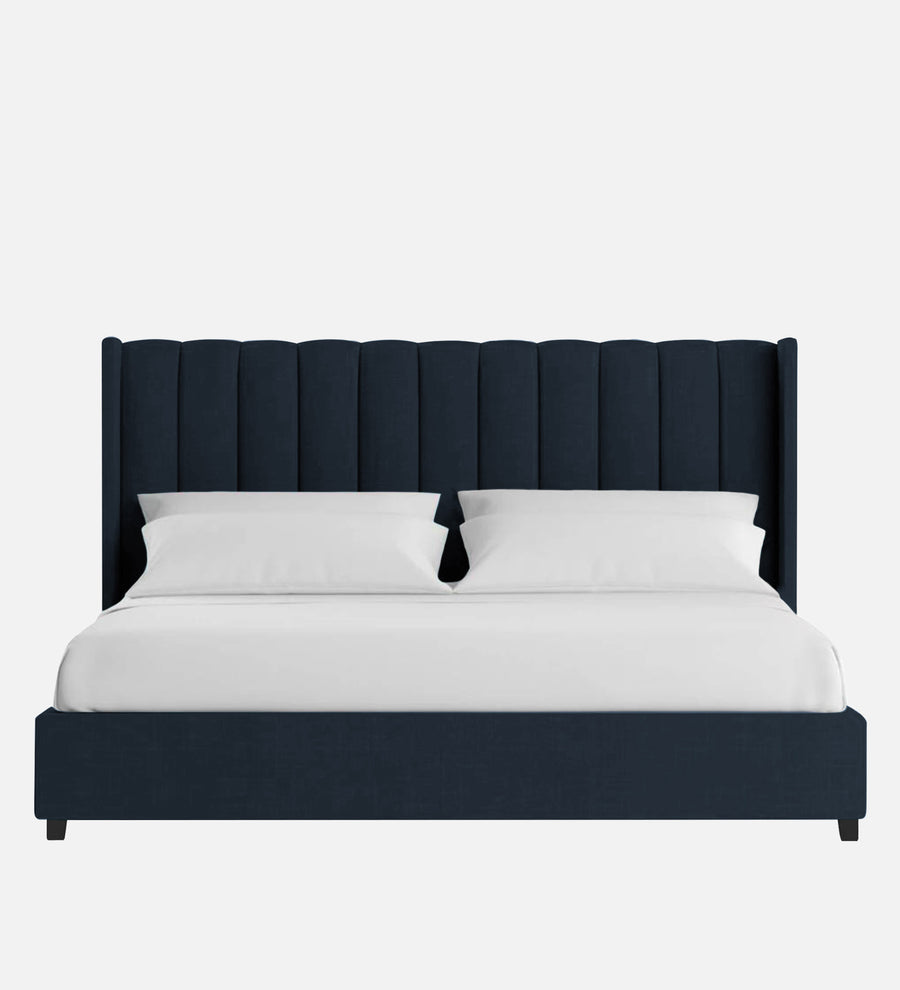 Colina Fabric Upholstered Queen Size Bed In Denim Blue Colour With Box Storage - Febonic Living