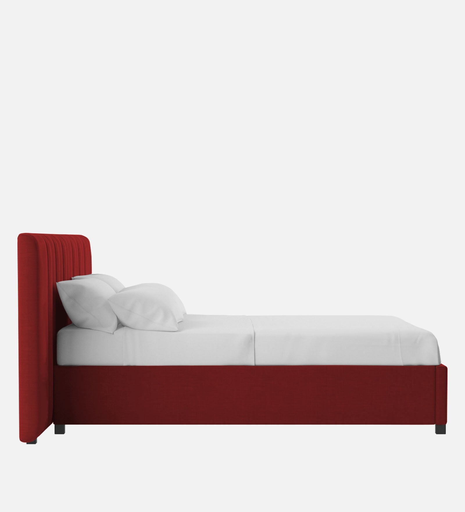 Nora Fabric King Size Bed In Blood Maroon Colour