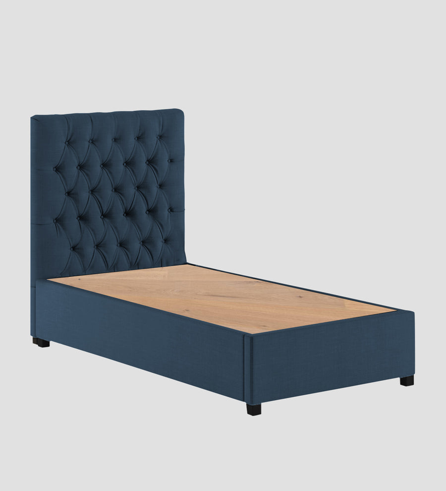 Isko Fabric Upholstered Single Size Bed In Light Blue Colour With Box Storage - Febonic Living