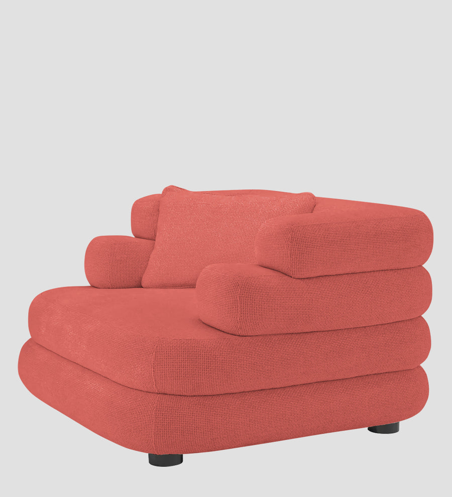 Wener Fabric 1 Seater Sofa In Salmon Pink Colour - Febonic Living