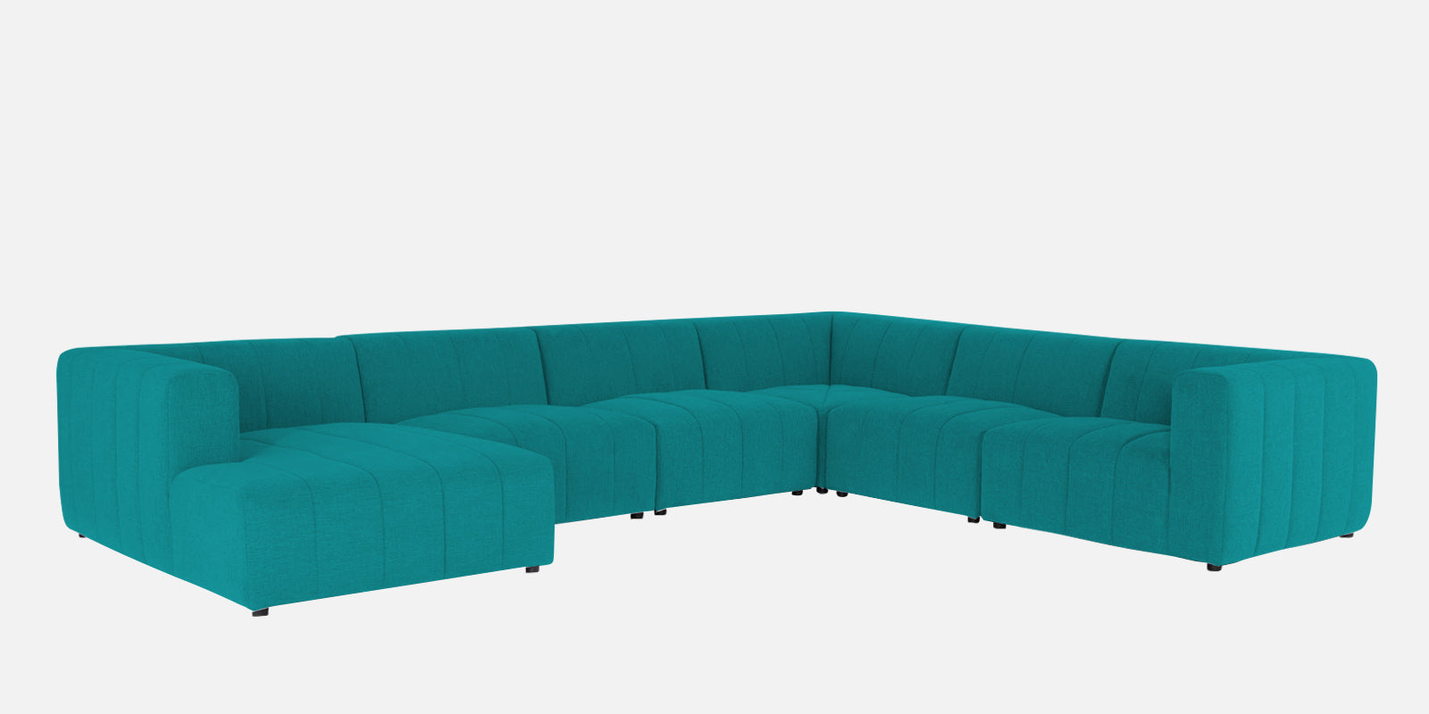 Damo Fabric RHS 8 Seater Sectional Sofa In Sea Green Colour