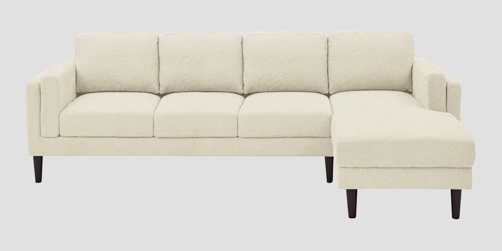 Creata Fabric LHS Sectional Sofa (3+Lounger) In Ivory Cream Colour Febonic Living
