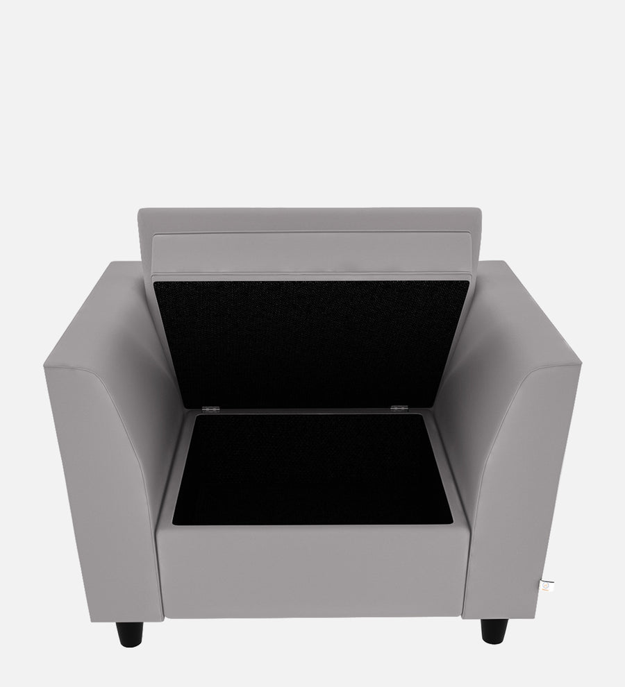 Bristo Velvet 1 Seater Sofa In Concrete Grey Colour With Storage - Febonic Living