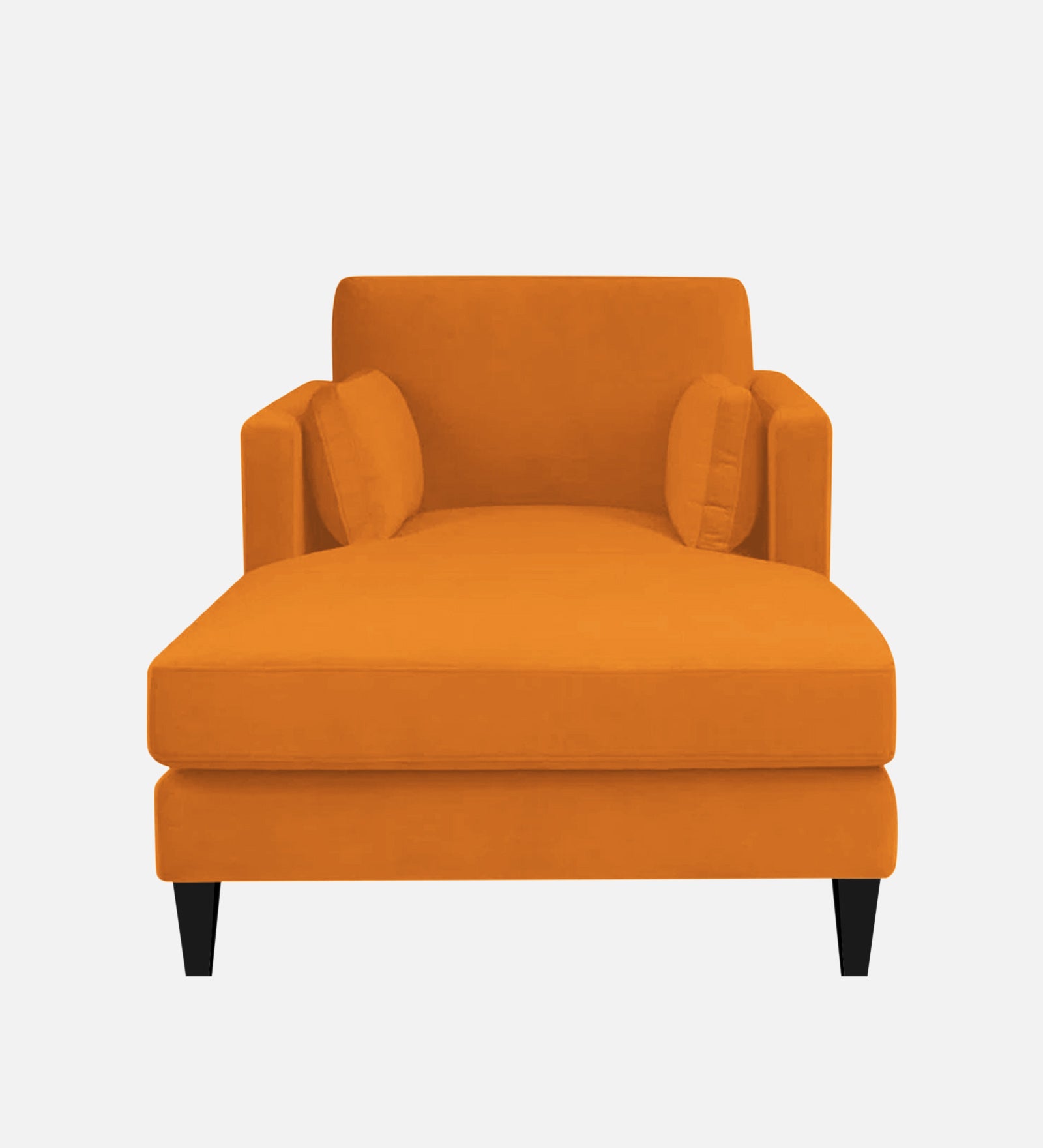 Makou Velvet Chaise Lounger In Tangerine orange Colour