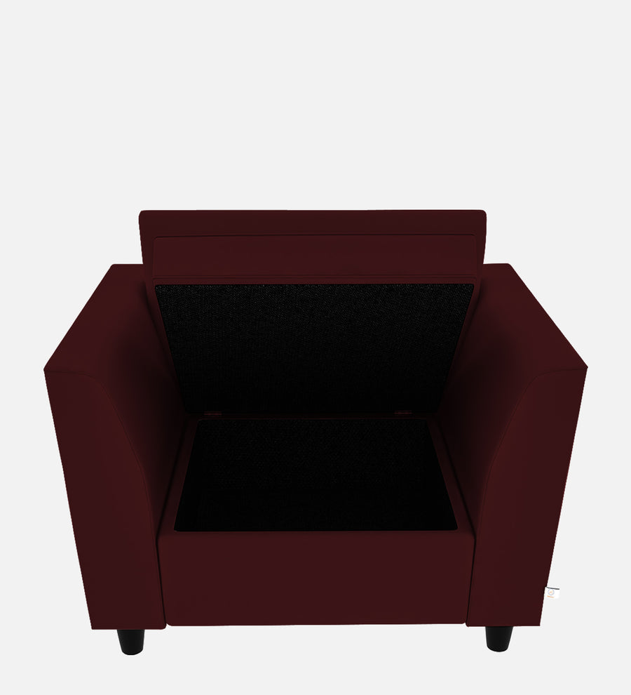 Bristo Velvet 1 Seater Sofa In Blood Maroon Colour With Storage - Febonic Living
