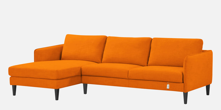 Piku Fabric Rhs Sectional Sofa 3 Lounger In Vivid Orange Colour - Febonic Living