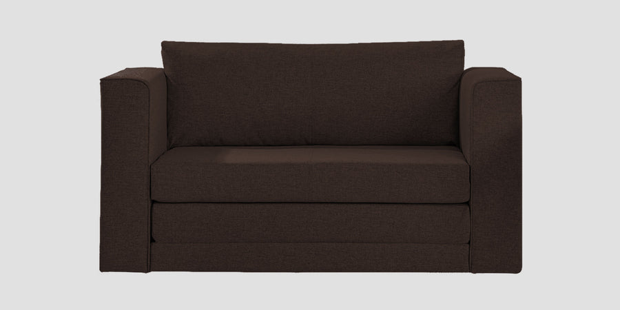 Kenia Fabric 2 Seater Foldable Sofa Cum Bed In Coffee Brown Colour - Febonic Living