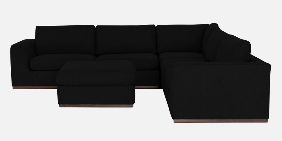 Freedom Velvet 6 Seater Rhs Corner Sofa In Adam Black Colour With Ottoman - Febonic Living