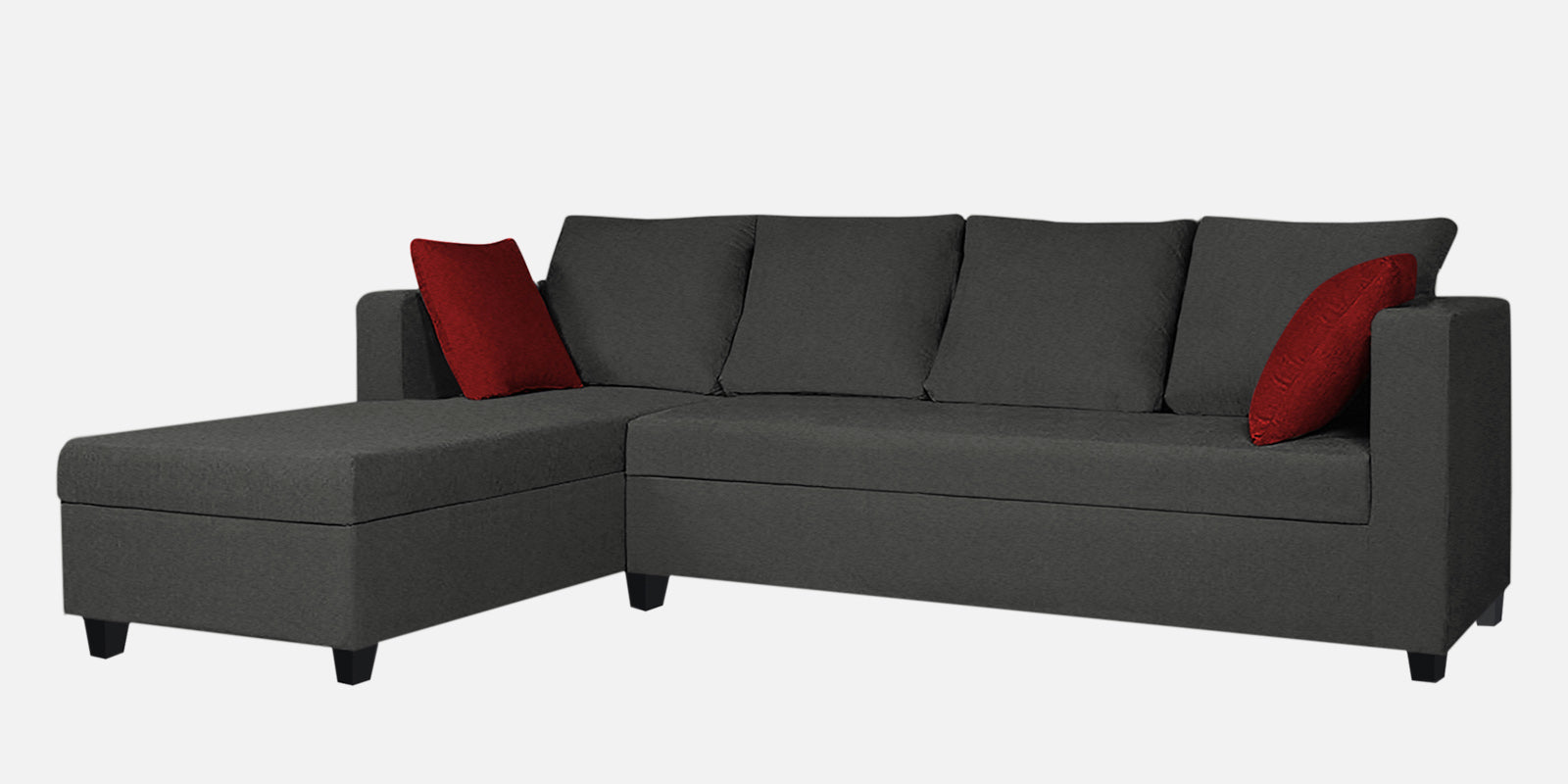 Nebula Fabric RHS Sectional Sofa (3+Lounger) in Charcoal Grey Colour