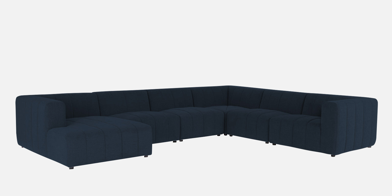 Damo Fabric RHS 8 Seater Sectional Sofa In Denim Blue Colour