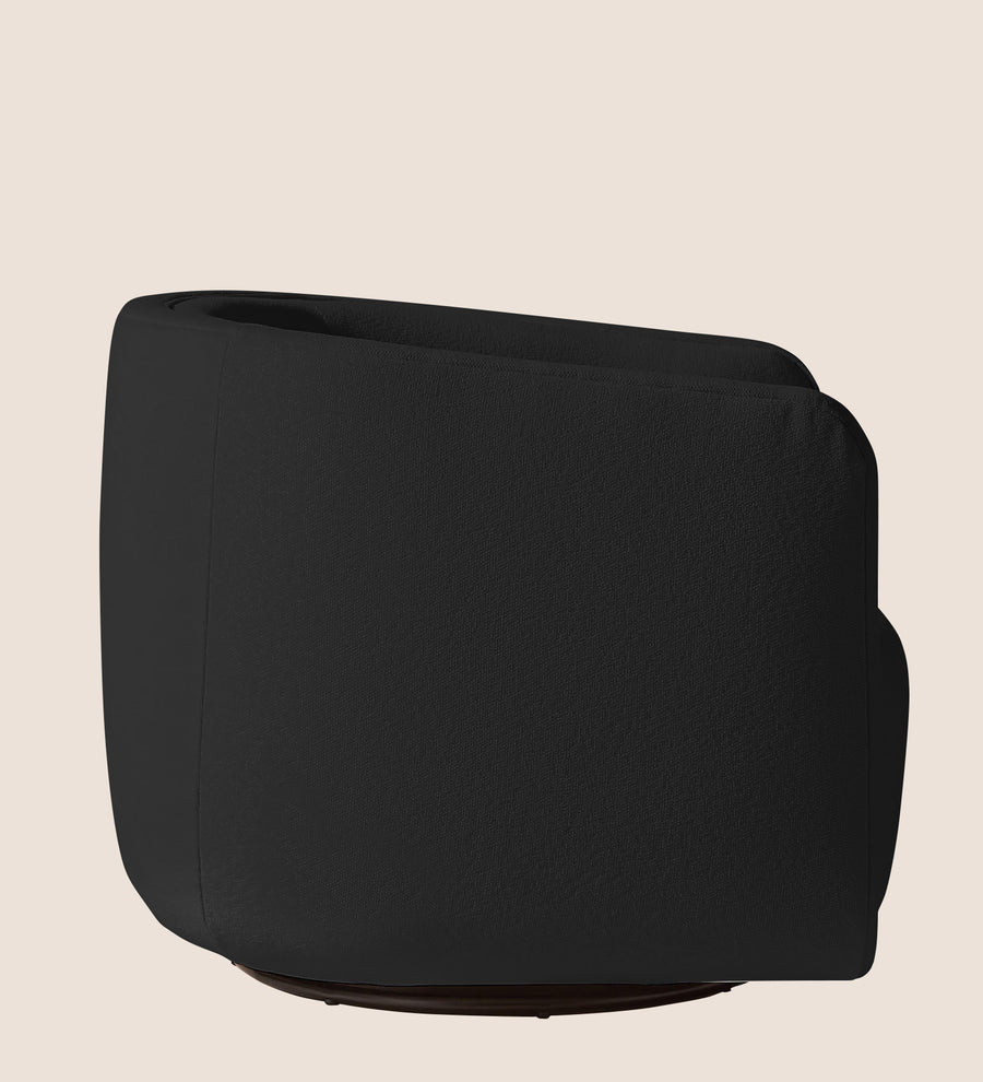 Ria Fabric Swivel Chair In Bitter Black Colour - Febonic Living
