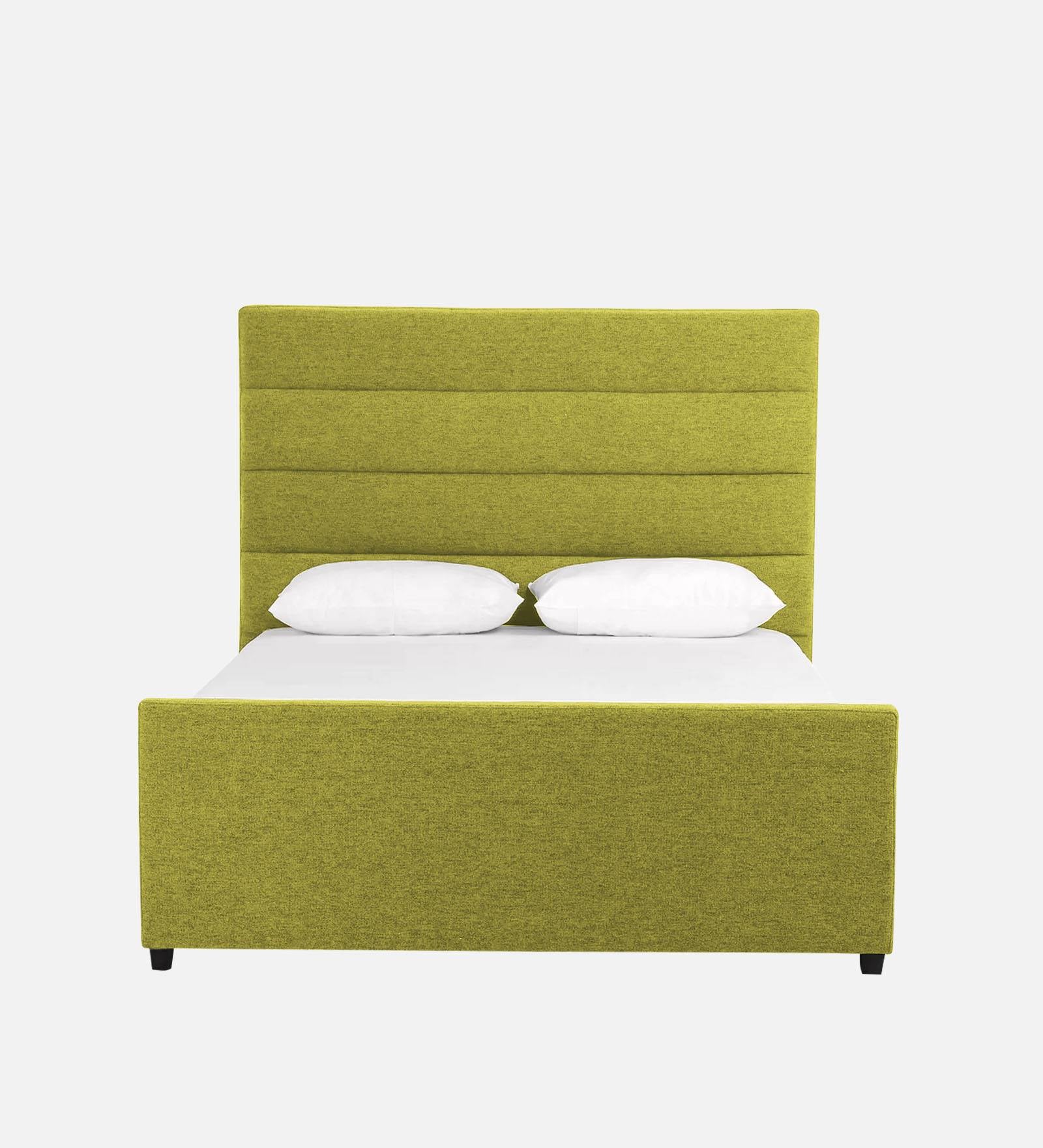 Pollen Fabric Queen Size Bed In Parrot Green Colour