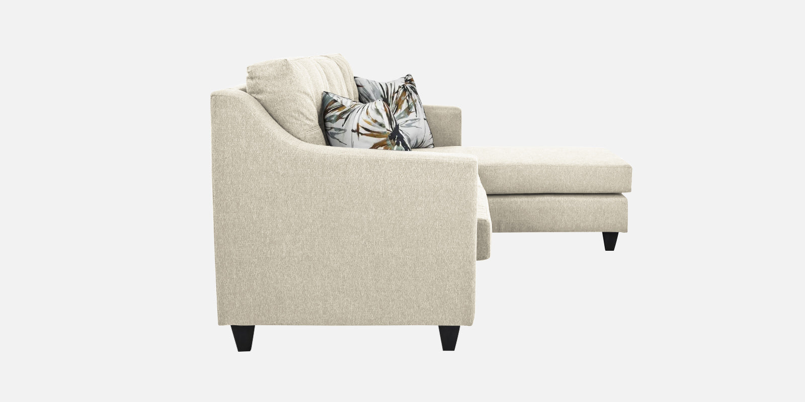 Welly Fabric LHS Sectional Sofa (3 + Lounger) In Ivoery Cream Colour