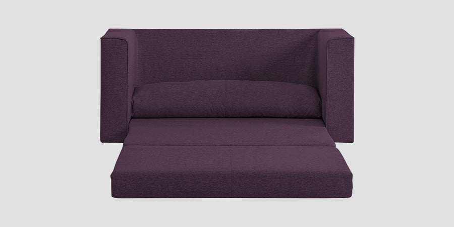 Kenia Fabric 3 Seater Foldable Sofa Cum Bed In Greek Purple Colour - Febonic Living