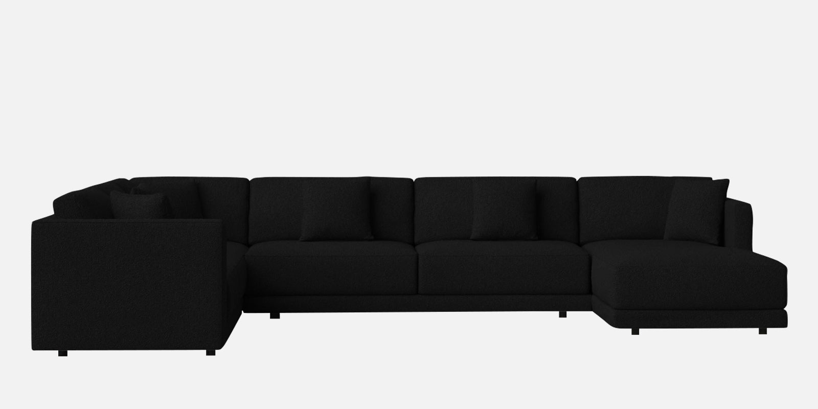 Carlin Fabric LHS 8 Seater Sectional Sofa In Zed Black Colour