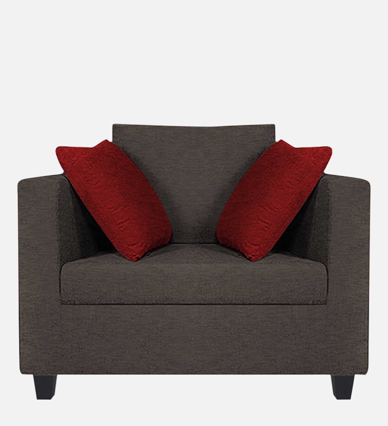 Nuska Fabric 1 Seater Sofa in Caspa Brown Colour