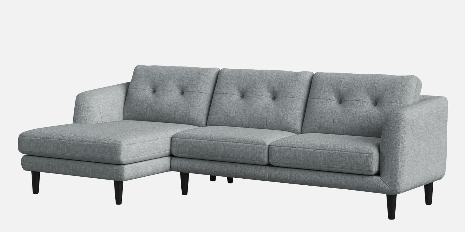 Natasha Velvet RHS Sectional Sofa (3+Lounger) in Pearl grey Colour