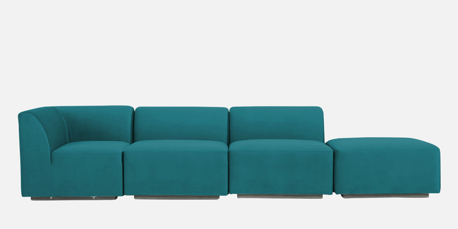 Bufa Velvet RHS Sectional Sofa In Arabian green Colour With Ottoman