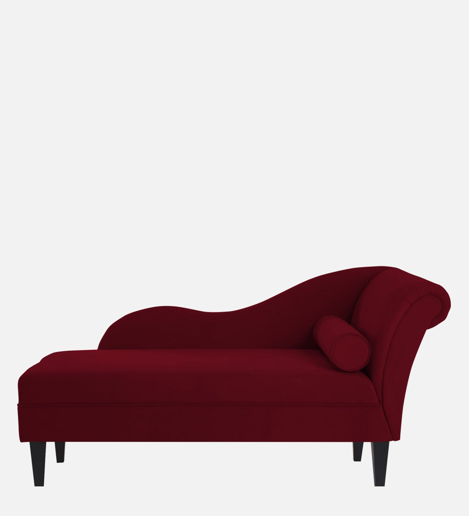 Rana Velvet LHS Chaise Lounger In Dark Maroon Colour