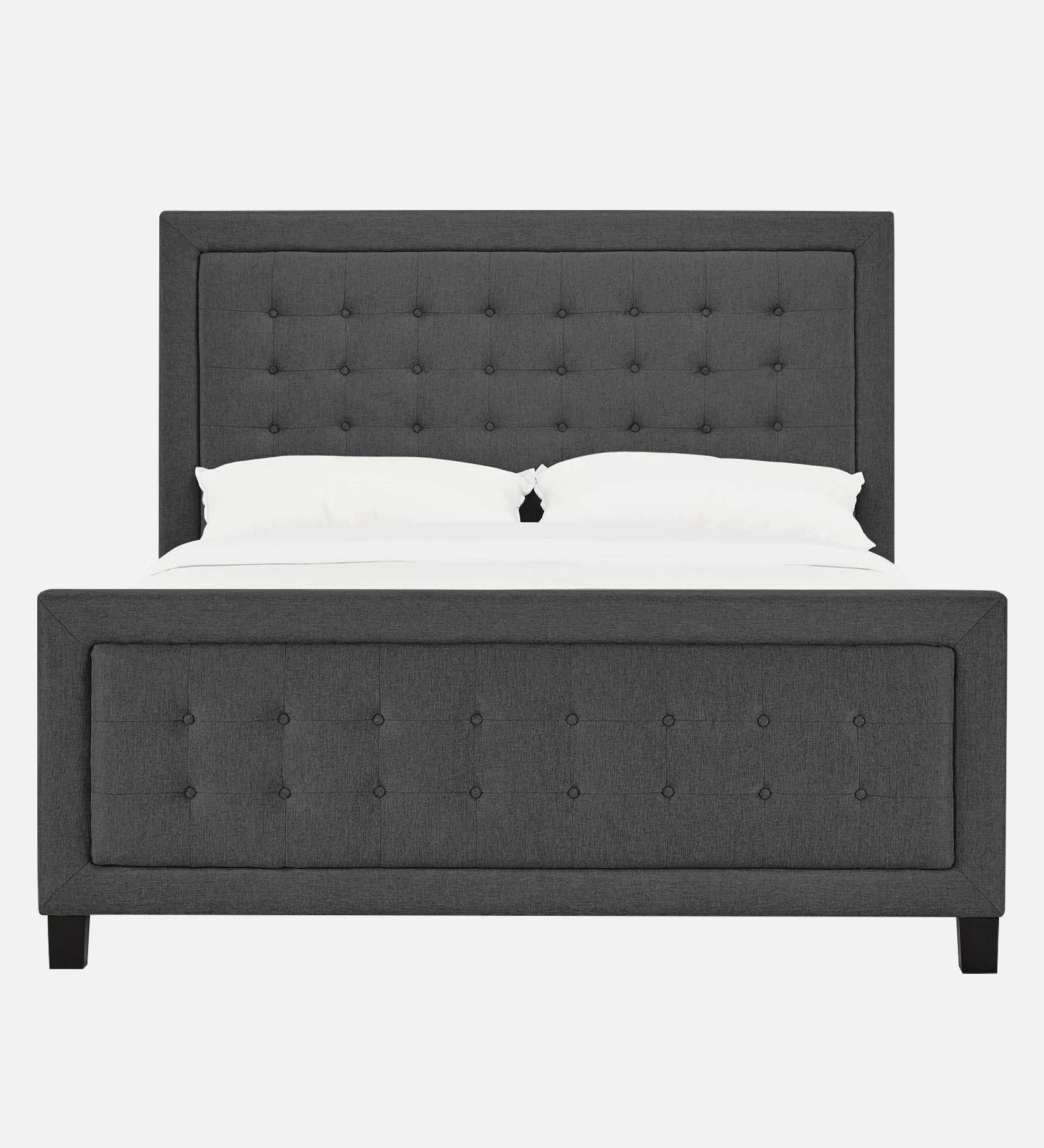 Kaster Fabric Queen Size Bed In Charcoal Grey Colour