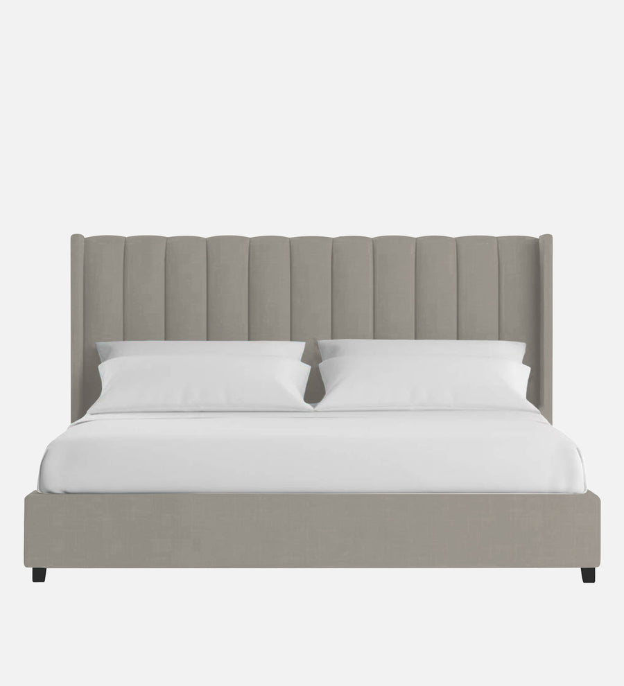 Colina Fabric Upholstered Queen Size Bed In Ash Grey Colour With Box Storage - Febonic Living