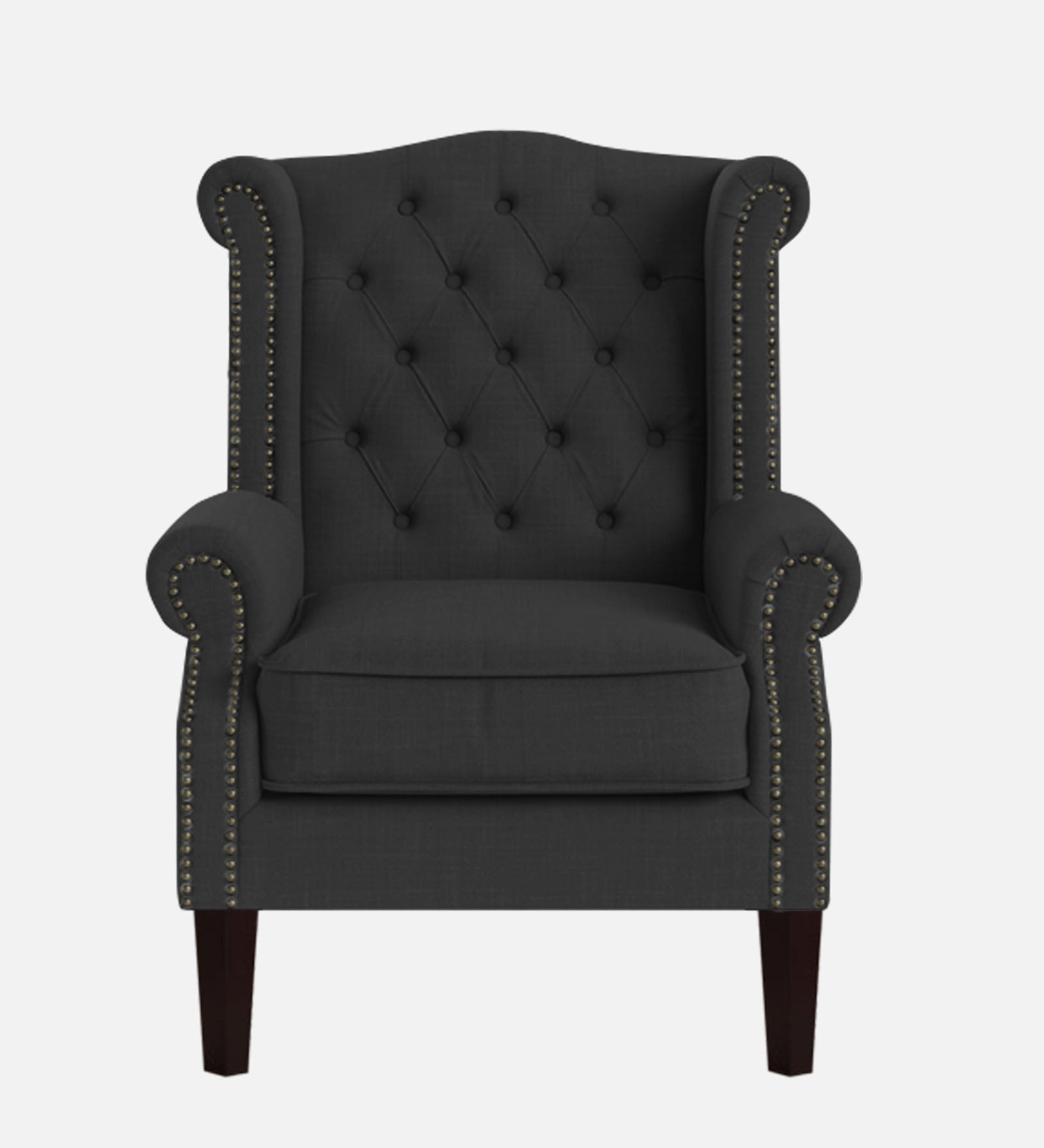 Nottage Fabric Wing Chair in Charcoal Grey Colour