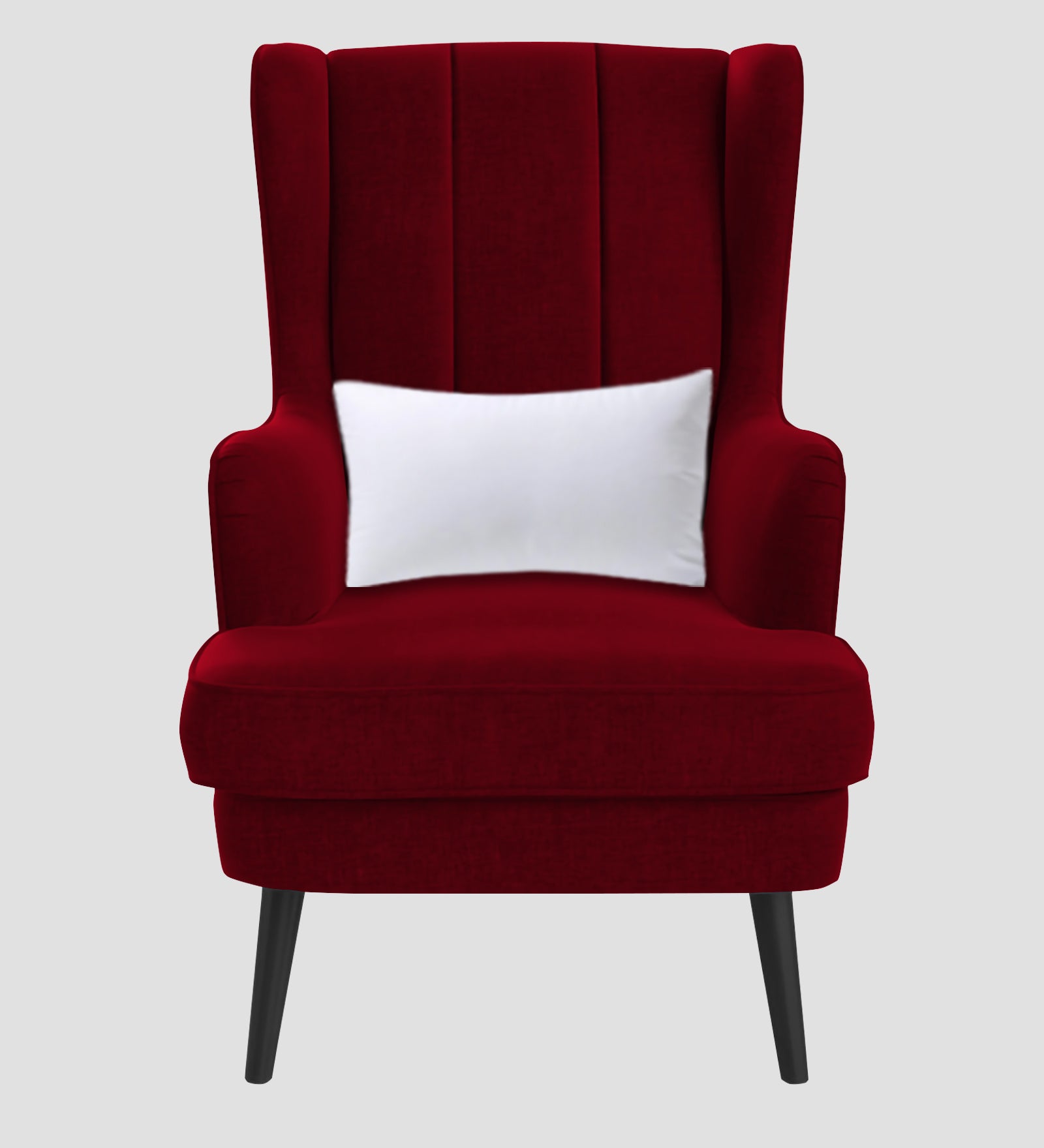 Niya Velvet 1 Seater Wing Chair in Cherry Red Colour