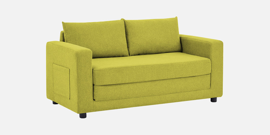 Roman Fabric 3 Seater Foldable Sofa Cum Bed In Parrot Green Colour With Usb Port - Febonic Living