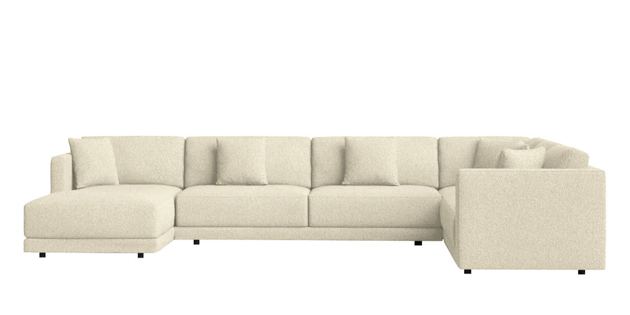 Carlin Fabric Rhs 8 Seater Sectional Sofa In Ivory Beige Colour - Febonic Living