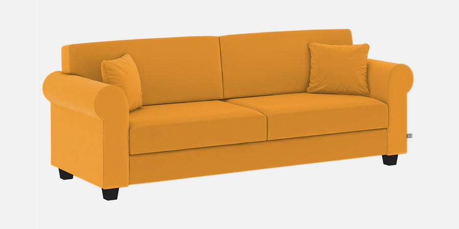 Numonk Velvet 3 Seater Sofa In Safforn Yellow Colour - Febonic Living