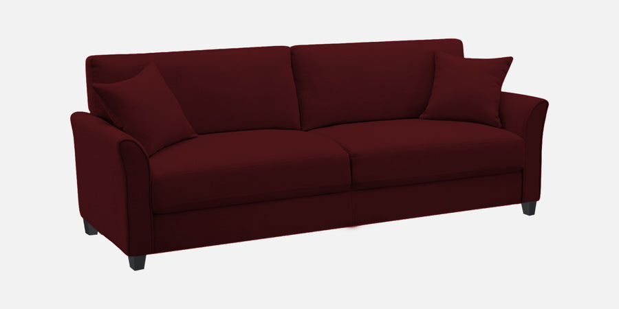 Daroo Velvet 3 Seater Sofa In Dark Maroon Colour - Febonic Living