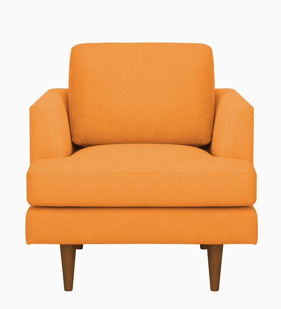 Motra Velvet 1 Seater Sofa In Tangerine Orange Colour - Febonic Living