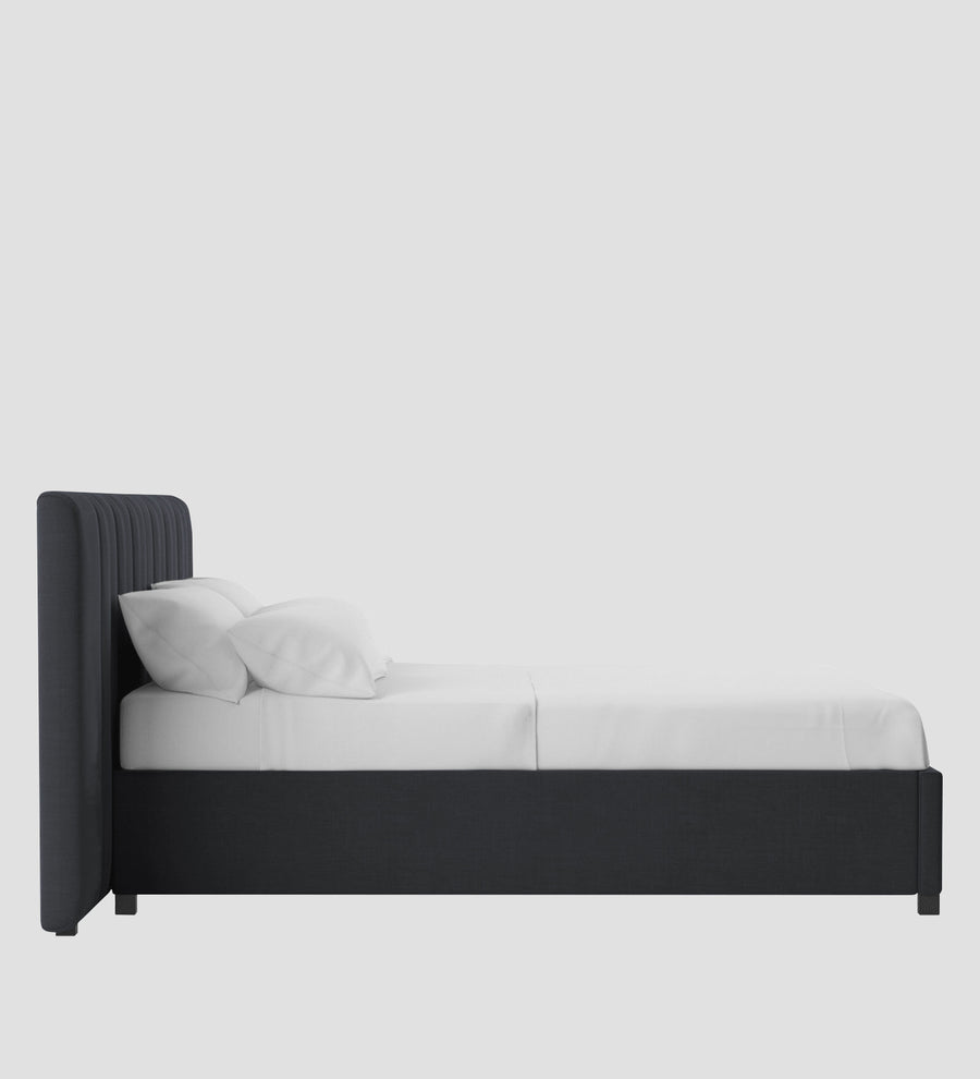 Nora Fabric Upholstered King Size Bed In Charcoal Grey Colour With Box Storage - Febonic Living