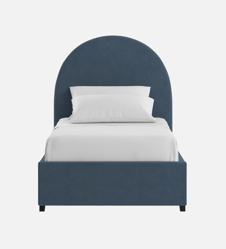 Maro Velvet Upholstered Single Size Bed In Oxford Blue Colour - Febonic Living