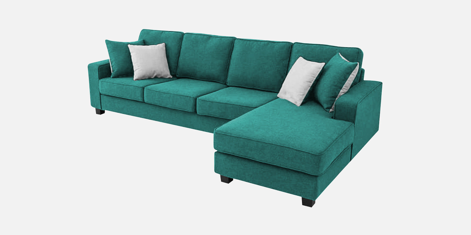 Ladybug Fabric LHS Sectional Sofa (3+Lounger) In Sea Green Colour